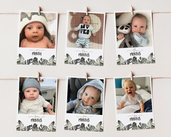 Sourcing Map 1. Geburtstag Foto-Banner – 12 Karten 28x17 Cm, Von 1-12 Monate, Mit Nadel & Band, Schwarz, Für Baby-Wachstumsfotos