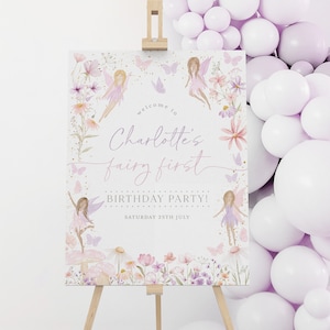 Fairy First Birthday Welcome Sign, Fairy Welcome Sign, 1st Birthday Girl Welcome Sign Wildflowers, Fairy 1st Birthday Party Welcome Sign