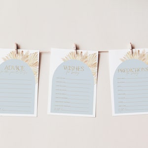 Consejos de Baby Shower Azul, Juegos de Baby Shower Boho, Predicciones de Baby Shower, Deseos de Baby Shower, Tarjeta de Consejos, Juegos Editables, Juegos de Bebé Boho