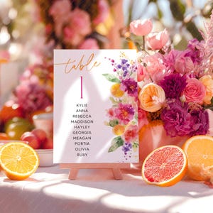 Citrus Table Numbers, Main Squeeze Bridal Shower Table Numbers, Citrus Floral Table Number Template, Printable Table Numbers, Seating Cards