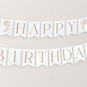 Happy Birthday Banner Printable, Happy 1st Birthday Banner, First Birthday Decor, ONEderful Birthday Banner, Pink Rose Gold Birthday Banner
