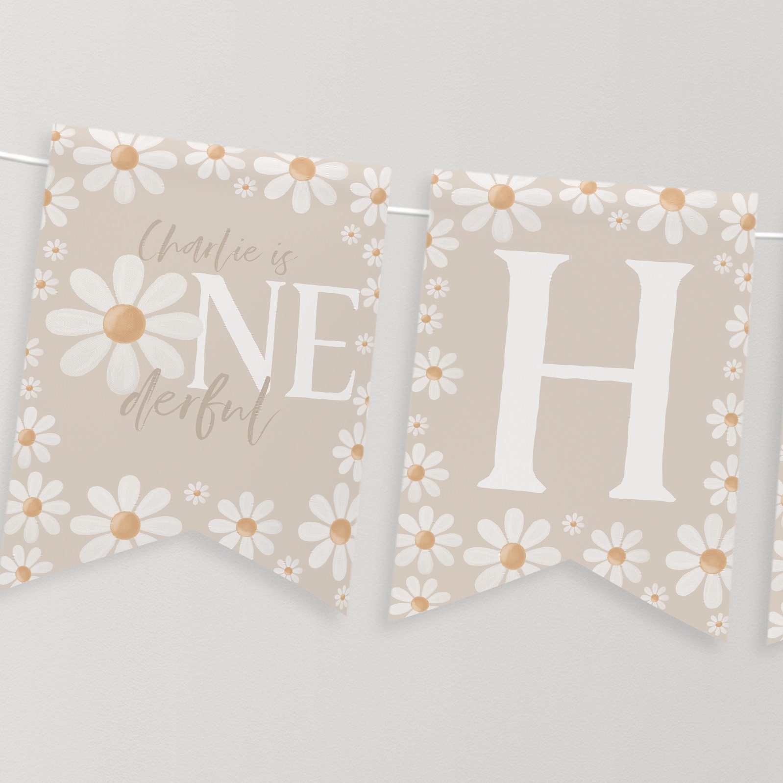 Daisy Birthday Banner, Daisy Flower Happy Birthday Banner Printable ...