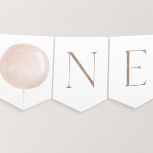 Pink Balloon High Chair Banner Printable, 1st Birthday Banner For High Chair, Birthday Decor, Girls Birthday High Chair Banner 1st Birthday