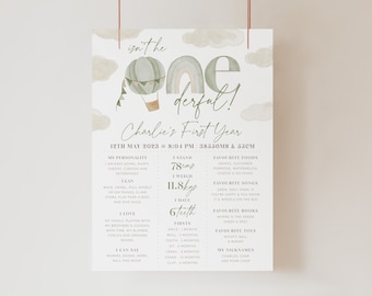 Mr Onederful Milestone Sign, Onederful 1st Birthday Milestone Board, Hot Air Balloon 1st Birthday Boy, Rainbow Milestone Sign 1st Birthday