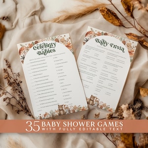 Woodland Baby Shower Games, Baby Shower Editable Games, Printable Games, Woodland Baby Games Pack, Gender Neutral Games Bundle Woodland