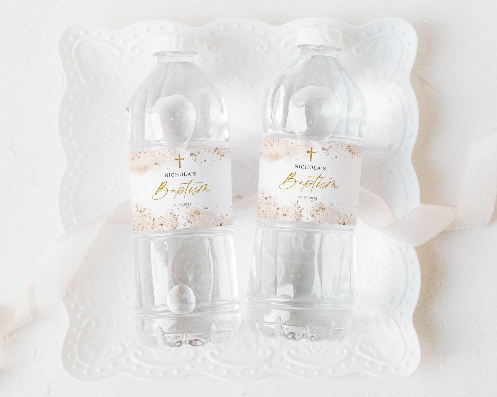 Baptism Water Bottle Label Christening Water Label Printable Etsy
