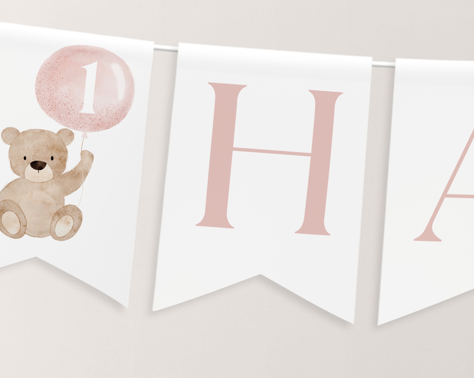 Bear Birthday Banner Happy Birthday Banner Printable Happy - Etsy