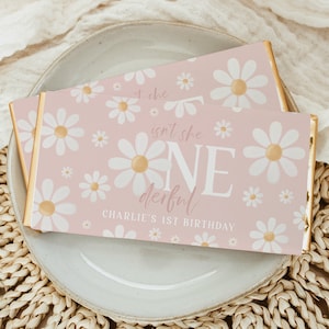 Daisy Chocolate Wrapper Template, Printable Candy Bar Wrapper, 1st Birthday Candy Wrapper, Birthday Favor Daisy Onederful Birthday Label