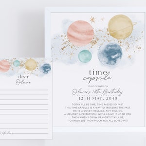 Time Capsule First Birthday, 1st Birthday Time Capsule Sign, Time Capsule Template, First Trip Around The Sun 1st Birthday, Editable Time