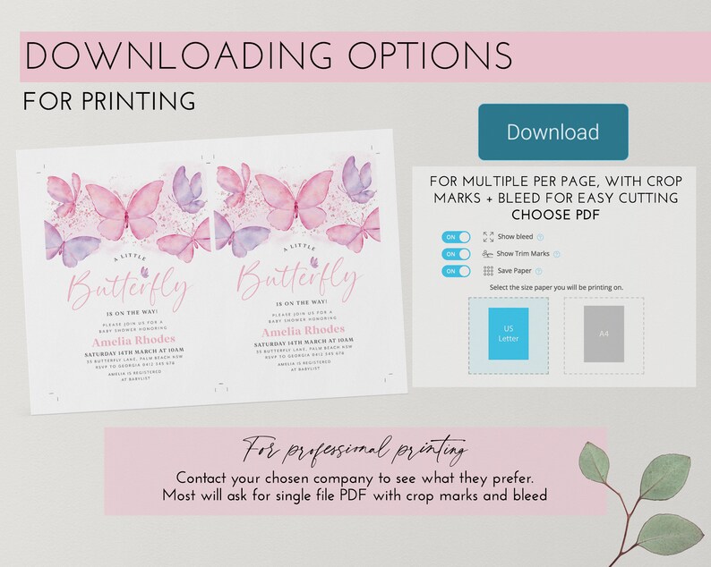Butterfly Baby Shower Invitation Pink Butterfly Invitation Etsy
