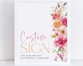 Citrus Bridal Shower Signs 8x10, Editable Signs, Main Squeeze Bridal Signs Printable, Baby Shower Signs, Floral Citrus Pink Custom Signs