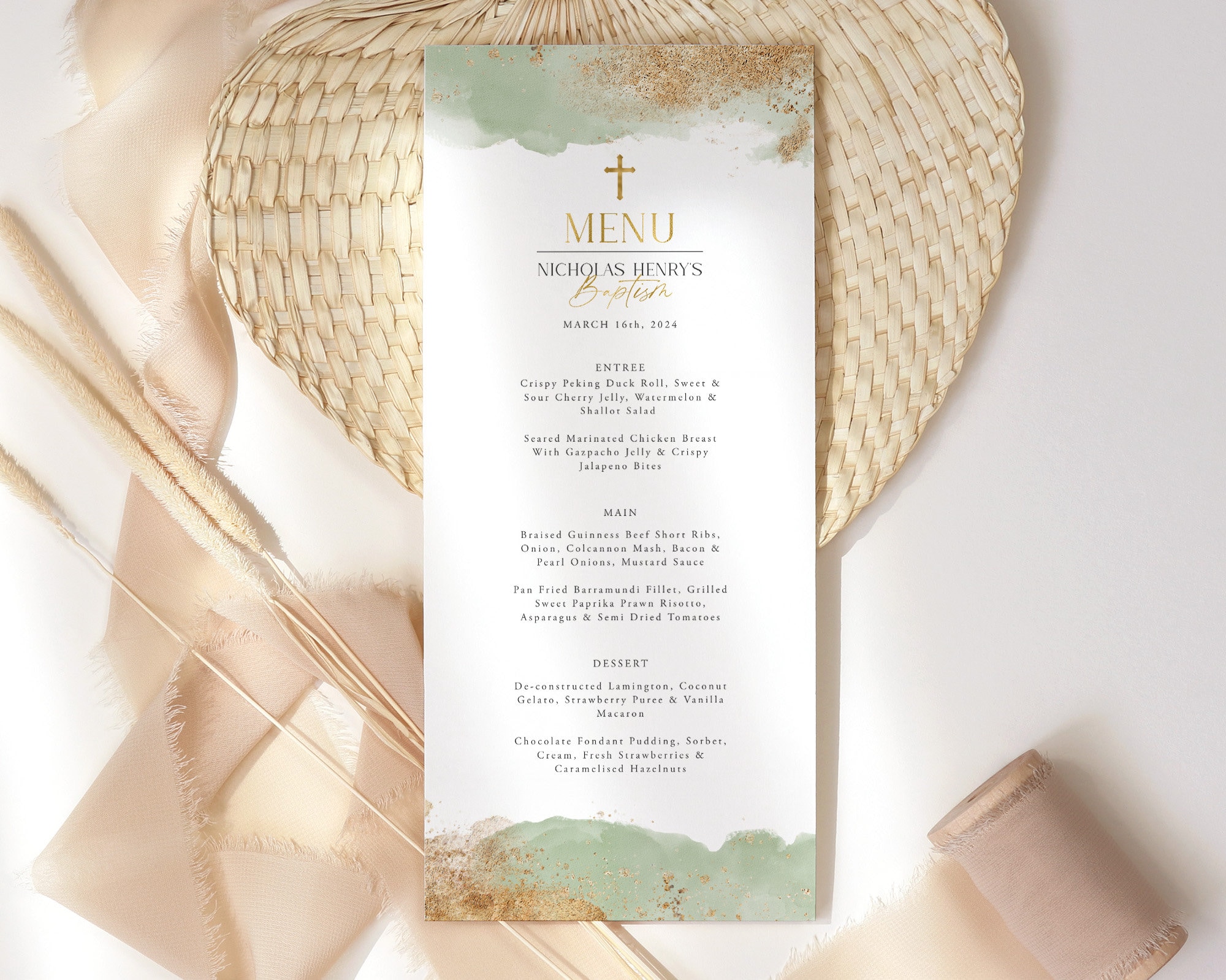Christening Menu Template Printable Baptism Menu Template Etsy