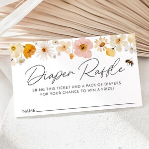 Bee Diaper Raffle Card, Bee Baby Shower Diaper Raffle Card, Editable Diaper Raffle Template, Printable Diaper Raffle, Nappy Raffle Card Bee