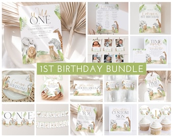 Wild One 1st Birthday Invitation Bundle, Printable Wild One Invitation, Wild One 1st Birthday Decorations, Wild One Birthday Boy, Safari One