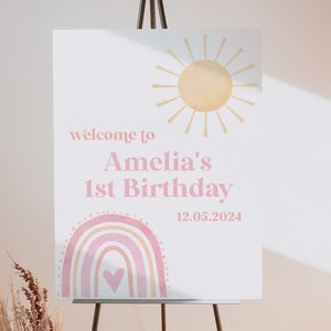 Rainbow Welcome Sign, Onederful 1st Birthday Welcome Sign, Rainbow Party Decoration, 1st Birthday Sign, Rainbow Sun Welcome Sign Birthday