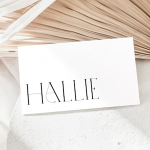 Minimal Place Card Template, Printable Place Cards, Bridal Shower Place Cards, Black Minimalist Place Cards, Bridal Place Cards Modern Flat