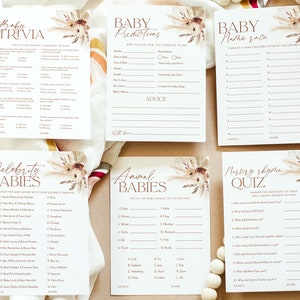 Boho Baby Shower Games, Baby Shower Editable Games, Printable Games, Baby Games Pack, Gender Neutral Baby Shower Game, Dried Flower Games image 5