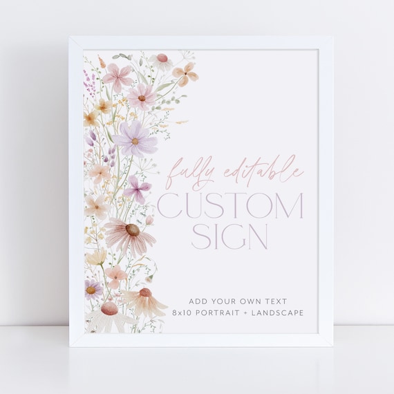 Wildflower Baby Shower Signs, Baby in Bloom Editable Signs 8x10 Custom Sign, Landscape Sign Portrait Sign, Printable Signs, Floral Signs