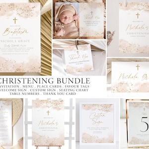 Taufeinladungspaket, Taufeinladung, Rosagold-Taufe, bearbeitbares Taufpaket, Mädchentaufe, Mädchentaufe-Paket