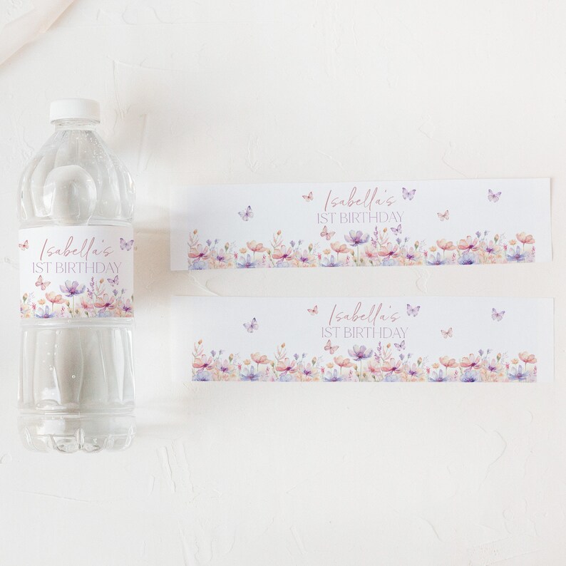 Pink Butterfly Label Butterfly Water Bottle Labels, Butterfly Birthday Water Labels ...