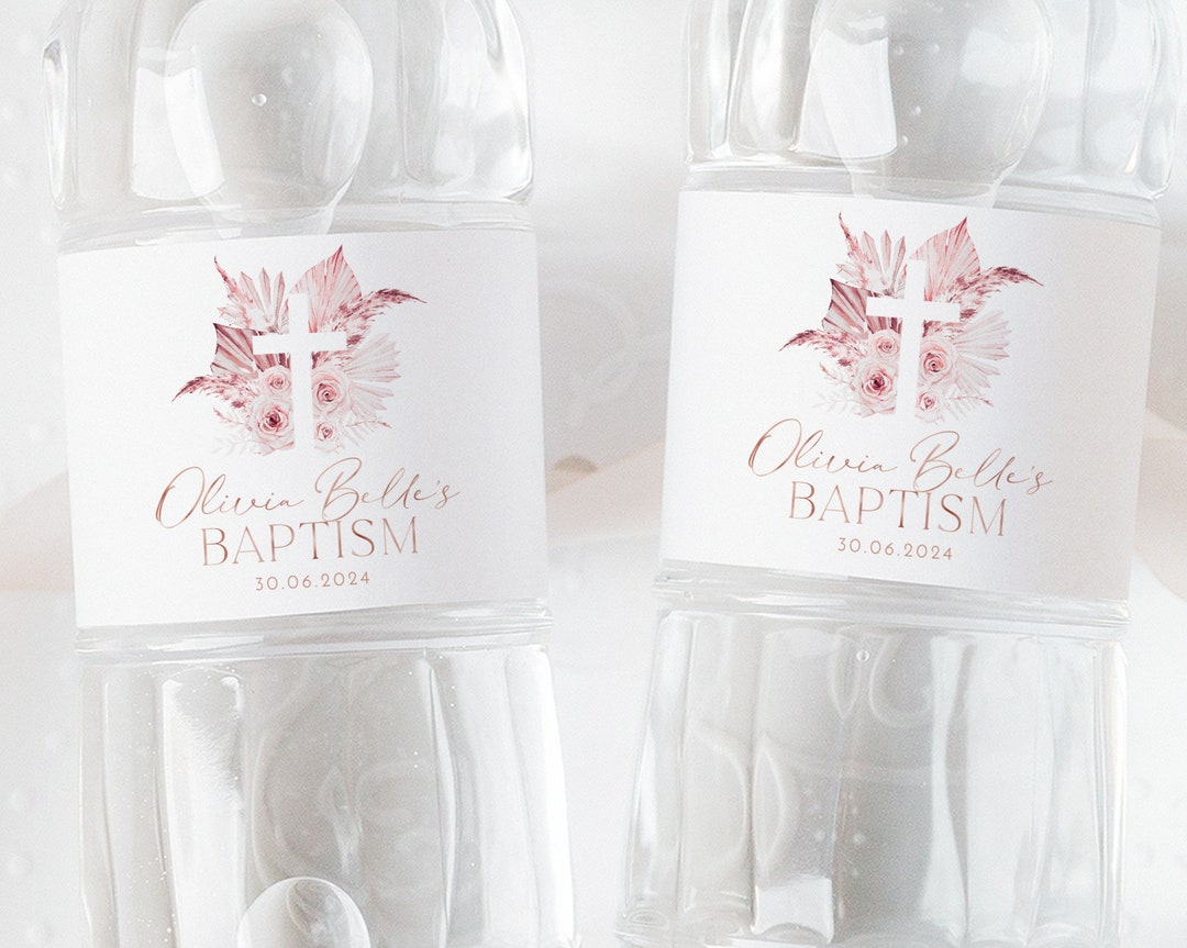 Baptism Water Bottle Label, Christening Water Label, Printable Water ...