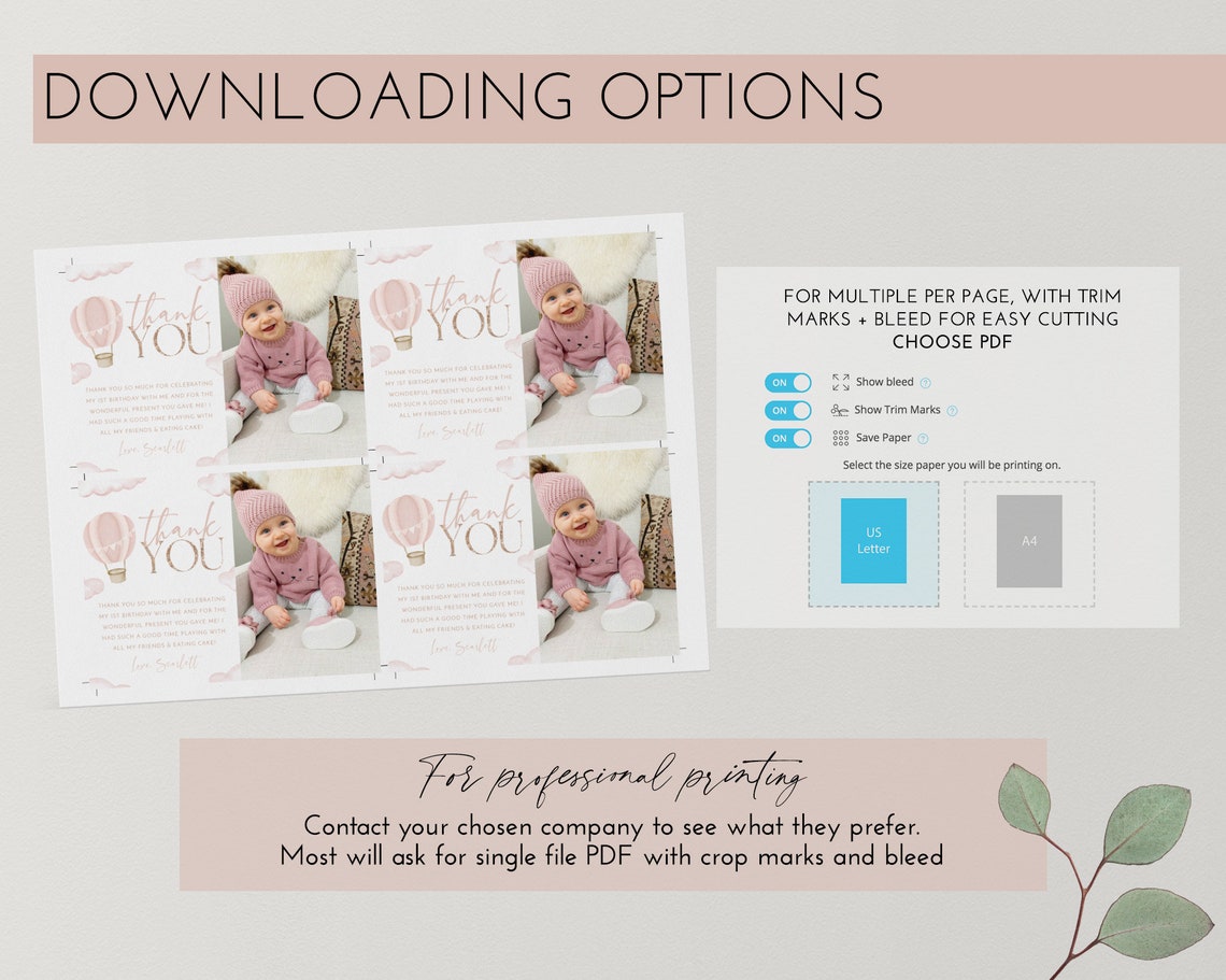 Birthday Thank You Card Template Printable Thank You Card | Etsy