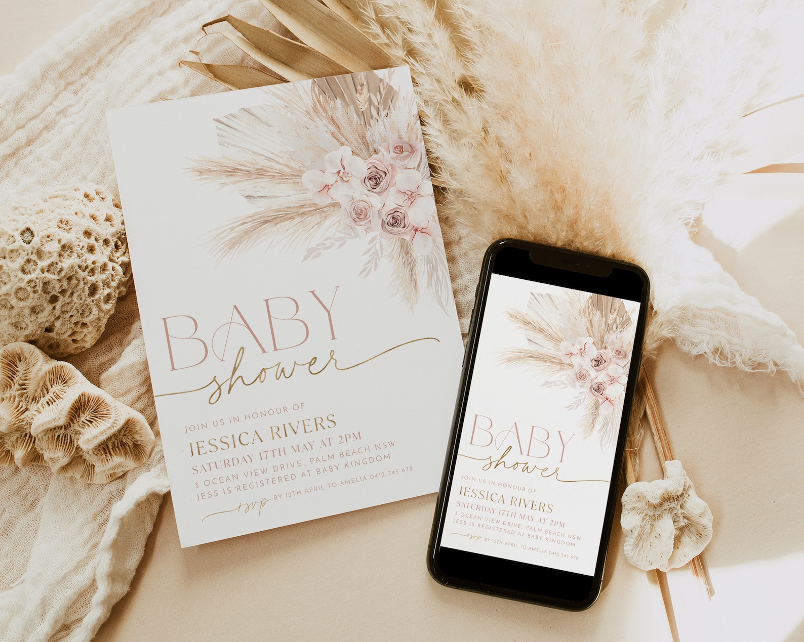 Boho Baby Shower Invitation Boho Floral Baby Shower Baby Etsy