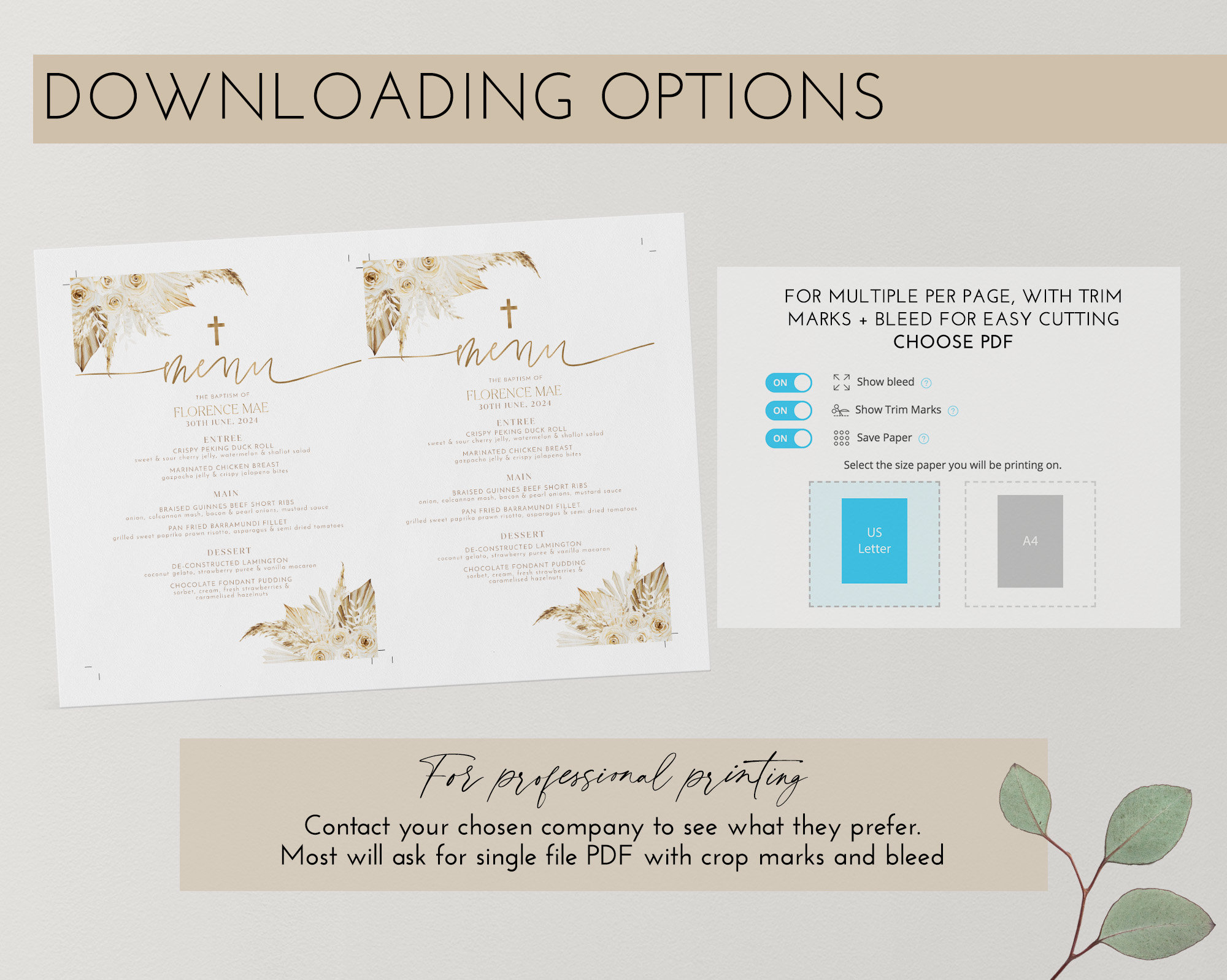 Christening Menu Template Printable Baptism Menu Template Etsy
