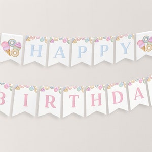 Sweet One Birthday Banner Printable, Happy 1st Birthday Banner, First Birthday Decor, Pastel Party Banner, Girl 1st Birthday Banner Editable