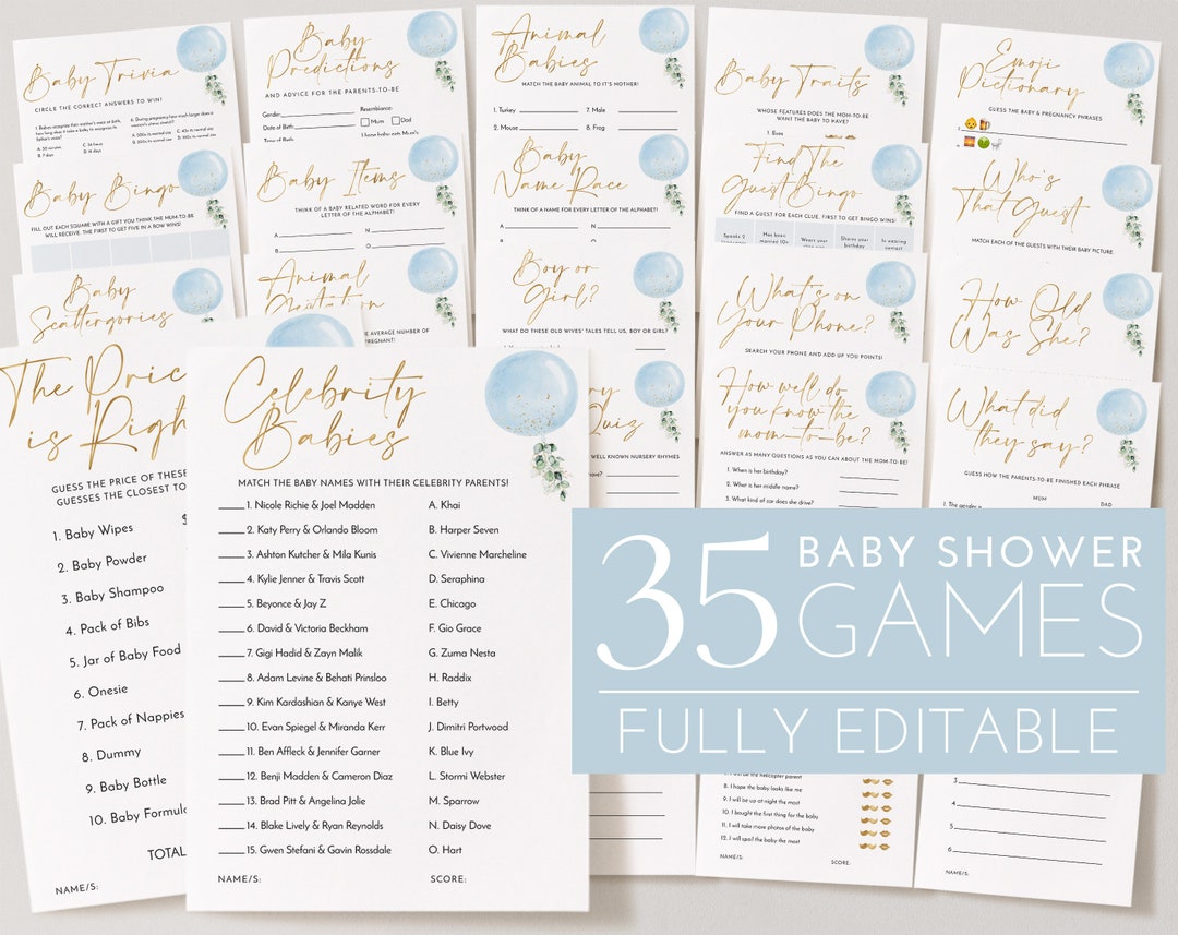 Baby Shower Games Boy, Baby Shower Editable Games, Printable Games ...