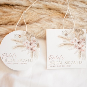 Pink Boho Bridal Shower Favour Tags, Editable Tags, Boho Favor Tags, Boho Floral Favour Tags, Thank You Tag, Bridal Gift Tag, Boho Thank You