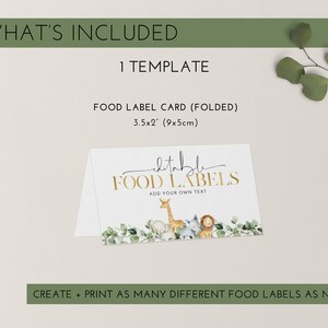Wild One Food Labels, Safari Food Label Card, Food Tent Card, Birthday ...