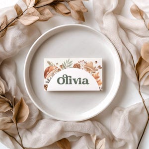 Woodland Baby Shower Place Card Template Printable, Woodland Baby Shower Place Cards, Gender Neutral Baby Shower Place Cards FLAT