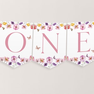 Wildflower High Chair Banner Printable, Floral 1st Birthday Banner For High Chair, Flower 1st Birthday Decor, Birthday High Chair Banner