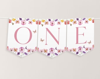 Wildflower High Chair Banner Printable, Floral 1st Birthday Banner For High Chair, Flower 1st Birthday Decor, Birthday High Chair Banner