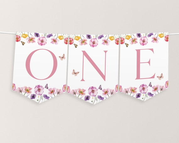 Wildflower High Chair Banner Printable Floral 1st Birthday - Etsy