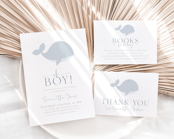 Whale Baby Shower Invitation, Blue Whale Invitation, Boy Baby Shower Invitation, Couples Shower, Oh Boy Invitation, Whale Baby Invitation