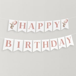 Some Bunny Birthday Banner Printable, Happy Birthday Banner, First Birthday Decor, Bunny Birthday Party Banner, Girl 1st Birthday Banner