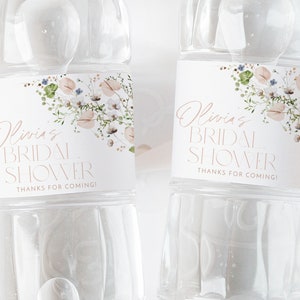 Floral Water Bottle Label, Bridal Shower Water Label, Printable Water Bottle Label, Bridal Shower Water Label Stickers, Wildflower Water