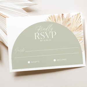 Tarjeta RSVP de bautismo verde salvia, tarjeta RSVP verde salvia, RSVP de bautizo, tarjeta de respuesta, tarjeta de devolución de bautizo Sage Boho, tarjetas de bautismo verde