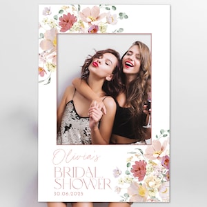 Floral Bridal Shower Photo Prop, Bridal Shower Selfie Frame, Photo Booth Frame, Wildflower Bridal Shower Sign, Personalized Photo Frame