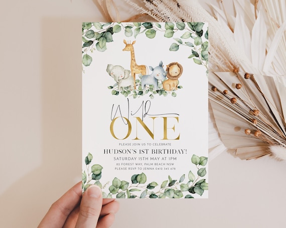 Wild One Birthday Boy Invitation, Wild One Invitation Printable, Safari Wild One Party Invite, Boy Safari Animals Invitation, Wild One