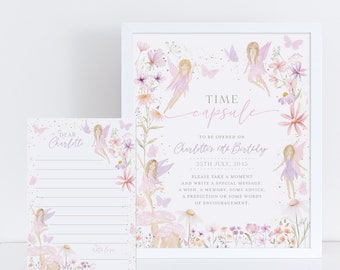 Fairy Time Capsule, 1st Birthday Time Capsule Sign, Fairy First Birthday Party Time Capsule Template Printable, Fairy 1st Birthday Decor