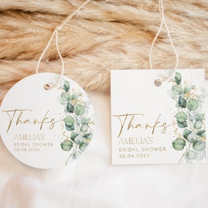 Bridal Shower Favour Tags, Editable Tags, Greenery Favor Tags, Green Gold Favour Tags, Thank You Tag, Bridal Gift Tags, Green Thank You Tag