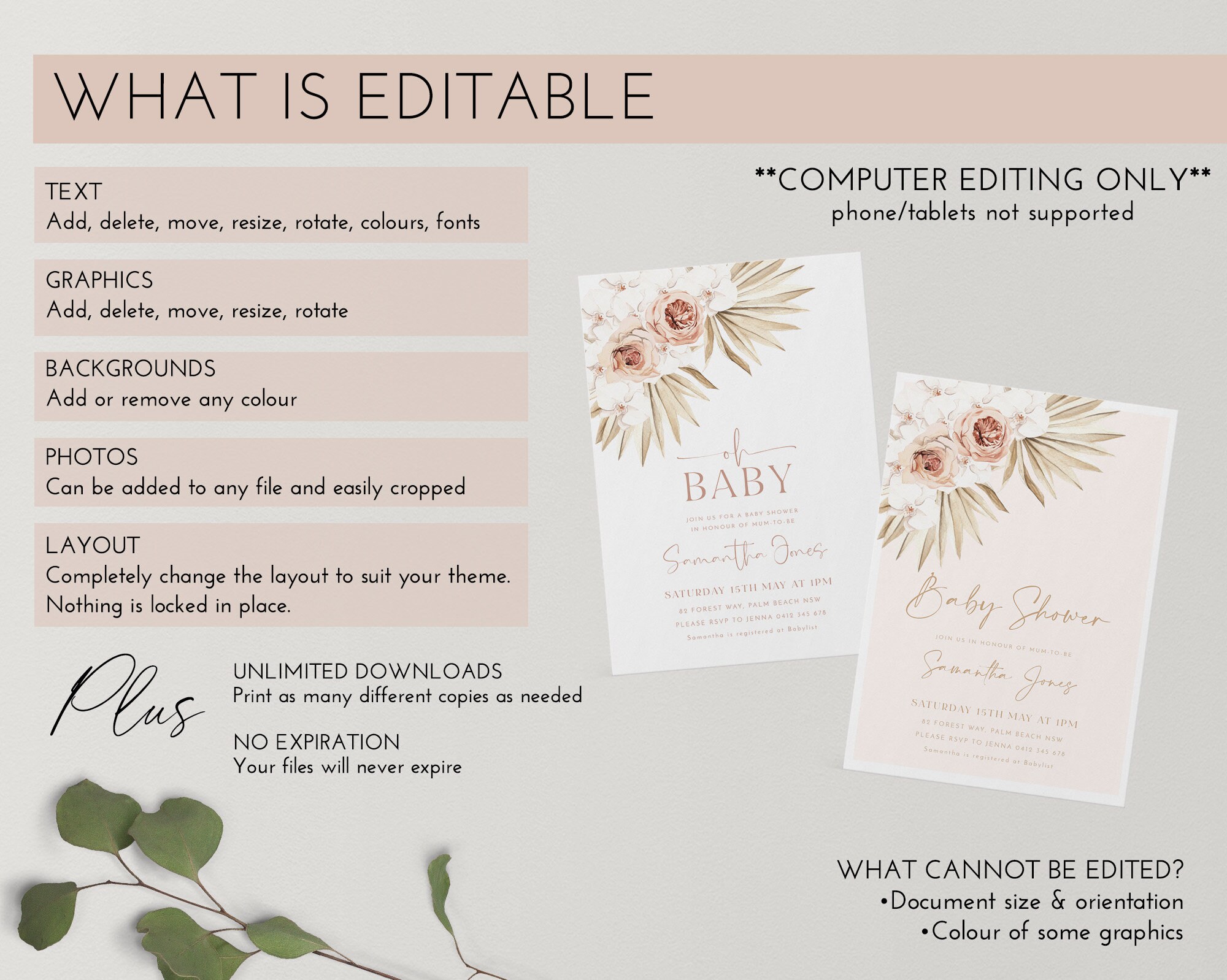 Facebook Event Banner Boho Baby Shower Facebook Invitation Etsy