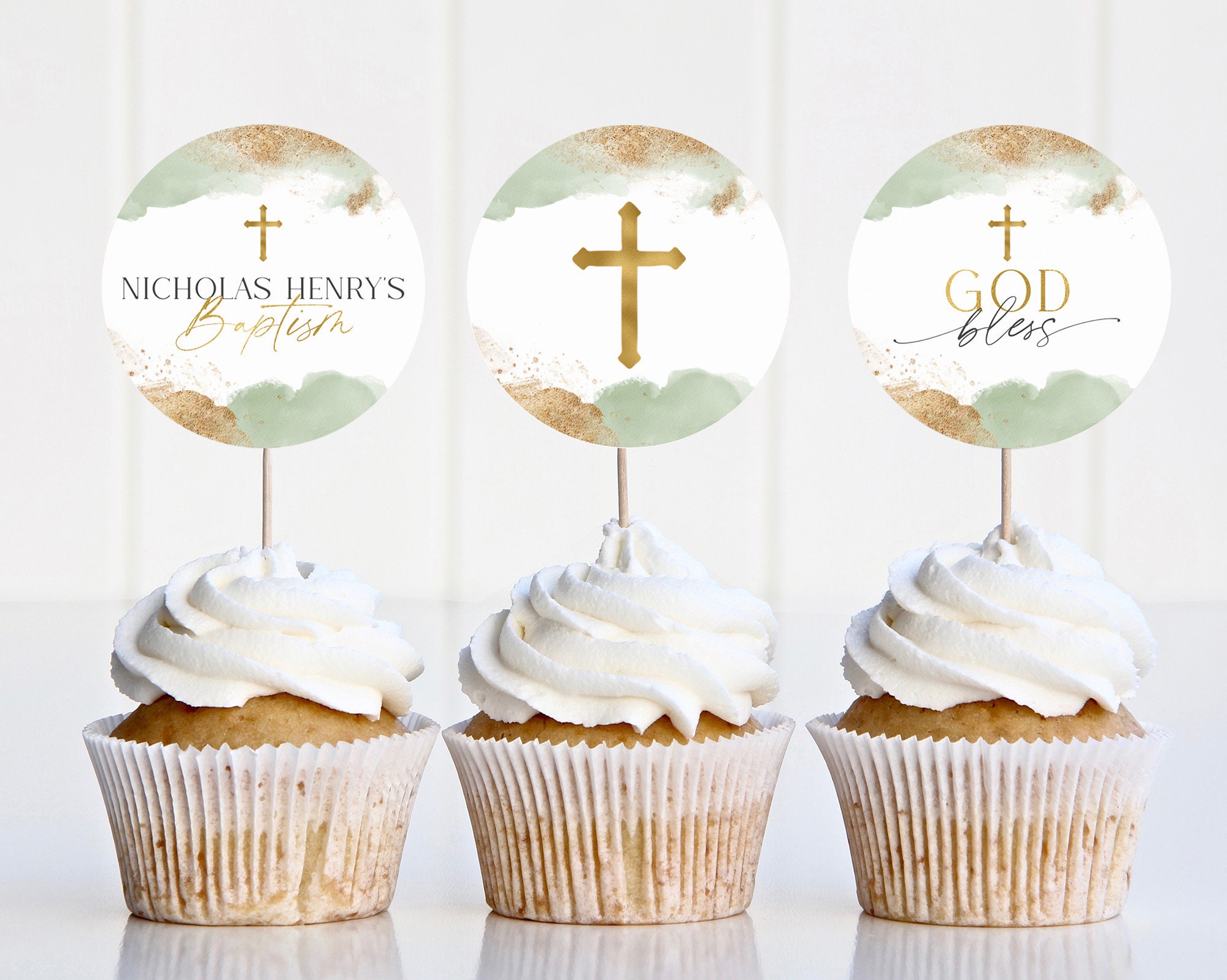 Baptism Cupcake Toppers