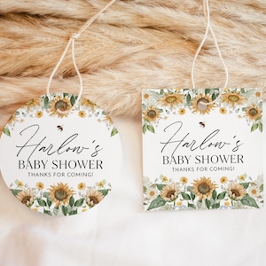 Printable Favor Tags, Sunflower Bee Baby Shower Tags, Favour Tags, Thank You Tags, Gift Tags, Mommy to Bee Baby Shower Favor Tags Sunflowers