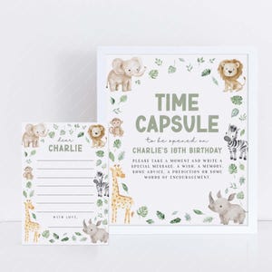 Time Capsule First Birthday, 1st Birthday Time Capsule Sign, Time Capsule Template, Wild One 1st Birthday Time Capsule, Safari 1st Birthday