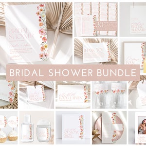 Floral Bridal Shower Invitation Bundle, Floral Bridal Shower Games Pack, Editable Games, Printable Wildflower Bridal Shower Bundle, Floral
