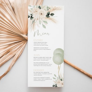 Sage Baby Shower Menu Template, Printable Baby Shower Menu, Greenery Menu, Editable Menu, Gender Neutral Baby Brunch Menu Template Sage